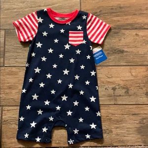 Red whit and blue romper with tag
